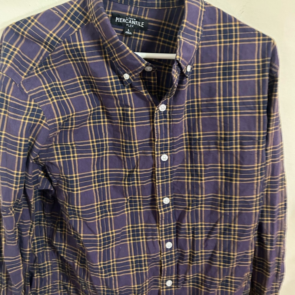 J Crew Mercantile Size Large Slim Men's Purple Plaid Shirt